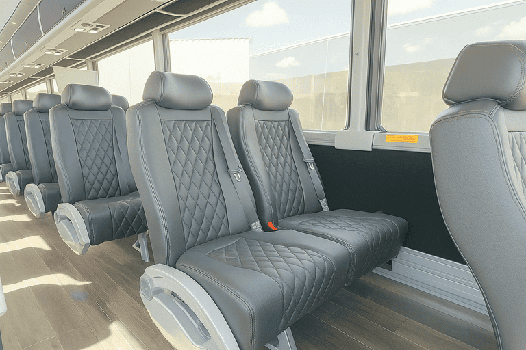 interior of Tracy Coach Bus Service charter bus