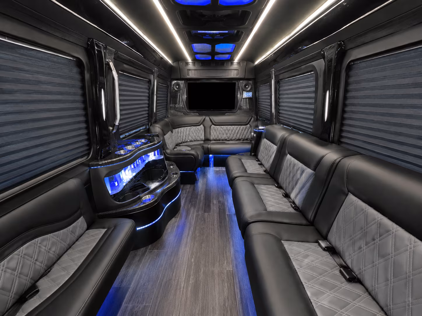 tracy 30 passenger party bus interior