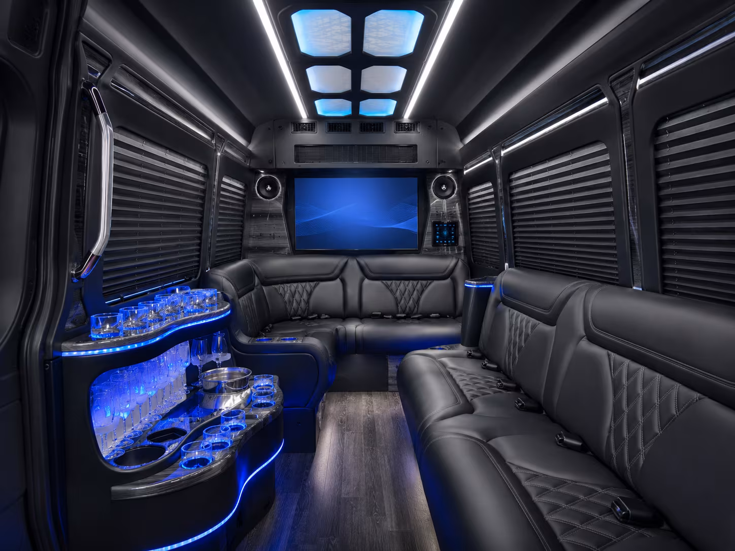 tracy 40 passenger party bus interior