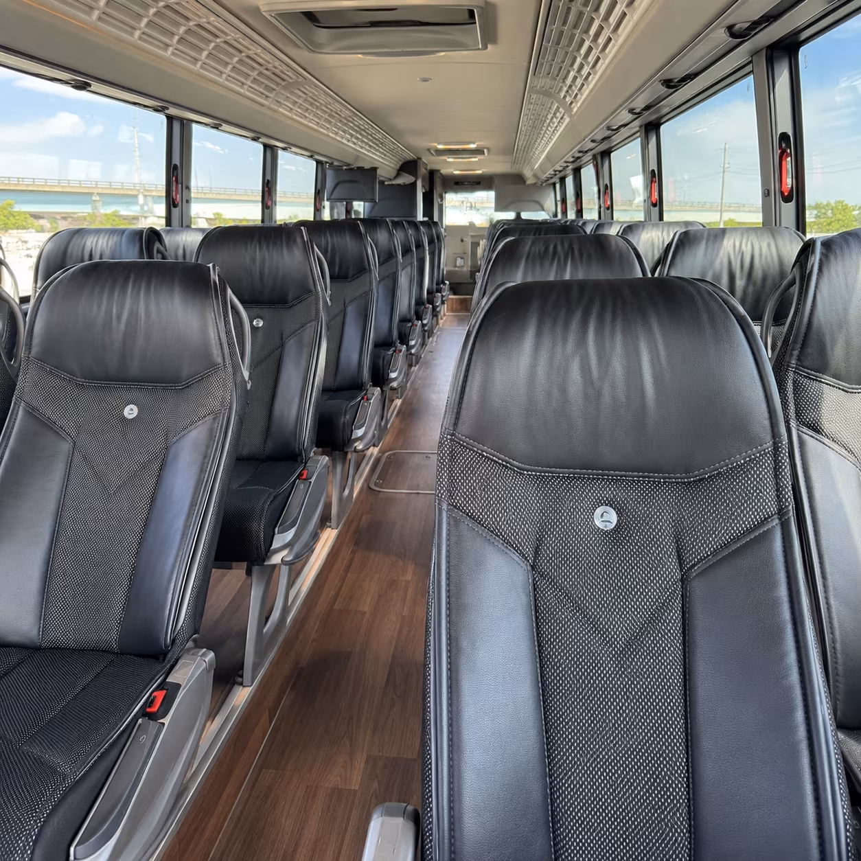 tracy 56 passenger charter bus inside